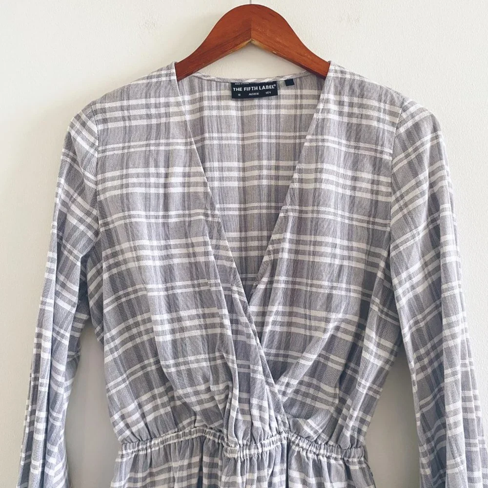 The Fifth Label Ivy Stripe Mini Dress Dress Gray White - Picture 6 of 14